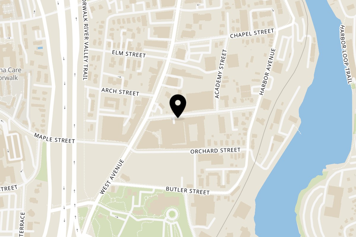 Map showing the location of Fresh Monkee - Norwalk on 10 Merwin St in Norwalk